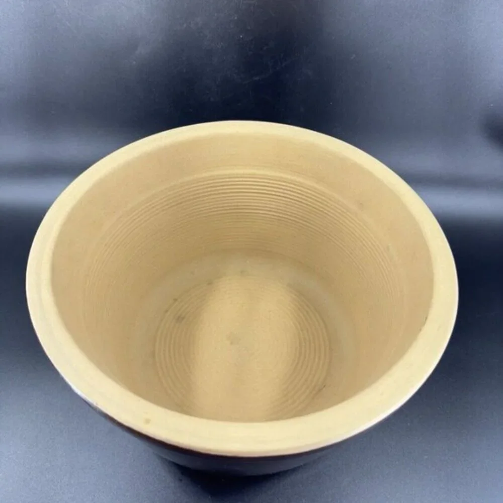 Antique USA Pottery Mixing Bowl Dish Flower Pot Planter Hand Made Stoneware‎ VTG